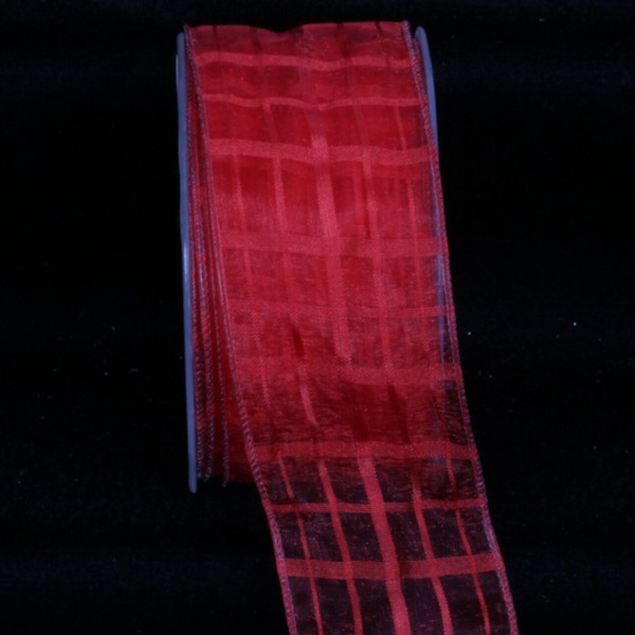 The Ribbon People Red Solid and Sheer Check Wired Craft Ribbon 2" x 27 Yards
